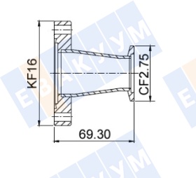 ������� ���������� � KF16 (NW16) �� CF35/40 (CF2,75"), ����������� ����� 304L