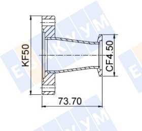������� ���������� � KF50 (NW50) �� CF63 (CF4,5"), ����������� ����� 304L