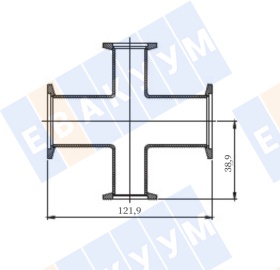 ������� ��������� KF40 (NW40) - KF16 (NW16) ������ 121,9 ��, ����������� ����� 304L 