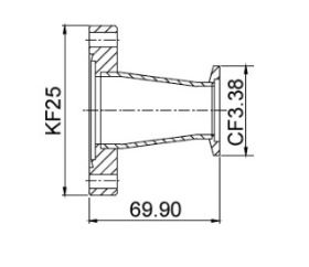    KF25 (NW25)  CF50 (CF3,38"),   304L