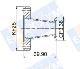 ������� ���������� � KF25 (NW25) �� CF50 (CF3,38"), ����������� ����� 304L