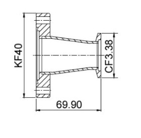    KF40 (NW40)  CF50 (CF3,38"),   SS304L, 