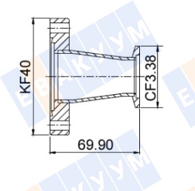 ������� ���������� � KF40 (NW40) �� CF50 (CF3,38"), ����������� ����� SS304L, �����
