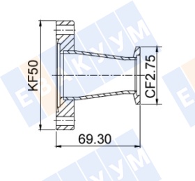 ������� ���������� � KF50 (NW50) �� CF35/40 (CF2,75"), ����������� ����� 304L