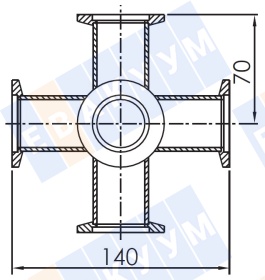�������� � �������� KF50 (NW50) ������ 140 ��, ����������� ����� 304L